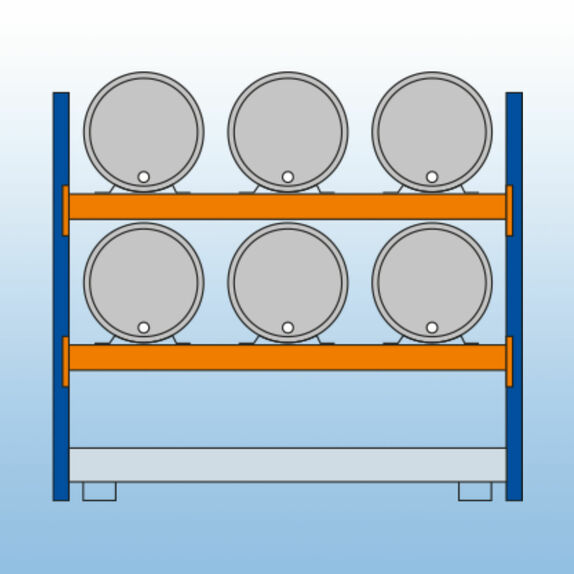 6x 200 l liegend, 2 Reihen